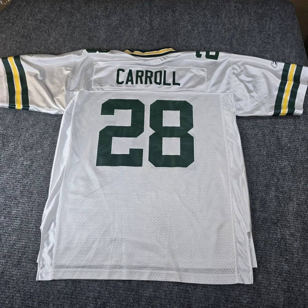 Vintage Reebok NFL Green Bay Packers Ahmad Carroll #28 White Away Jersey Mens L